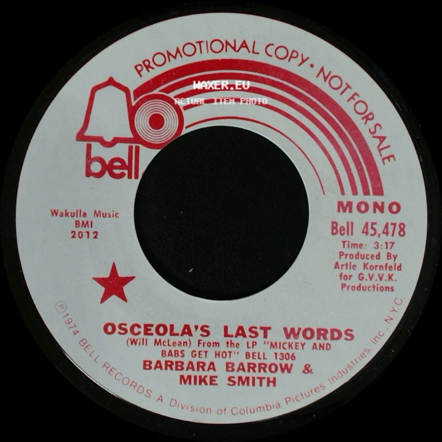 Barbara Barrow & Mike Smith - Osceola's Last Words / Osceola's Last Words side A