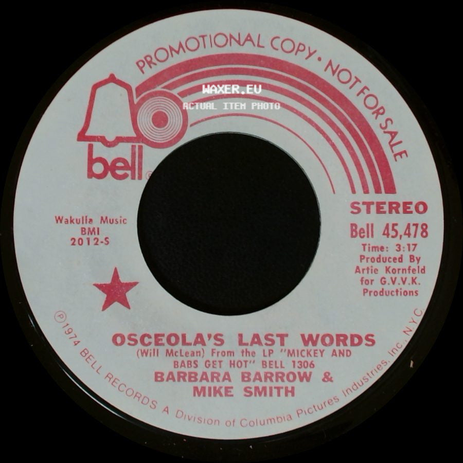 Barbara Barrow & Mike Smith - Osceola's Last Words / Osceola's Last Words side B