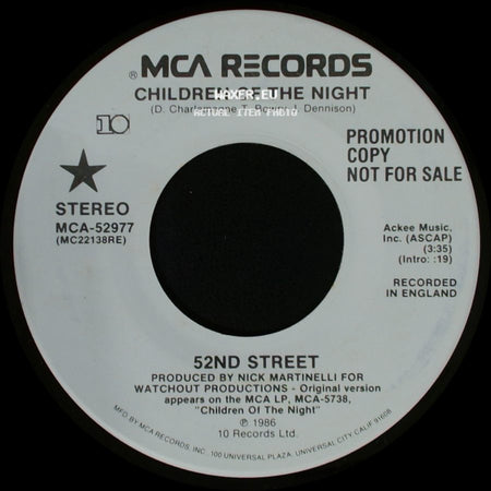 52Nd Street - Children Of The Night / Children Of The Night side B