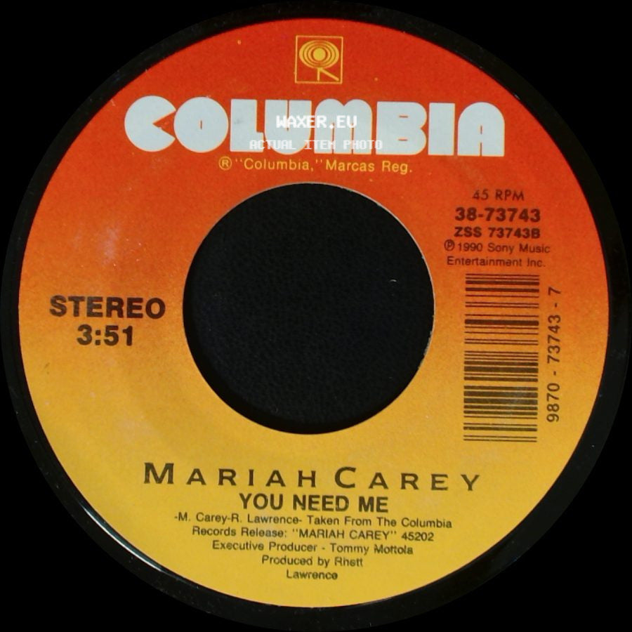 Mariah Carey - I Don't Wanna Cry / You Need Me side B