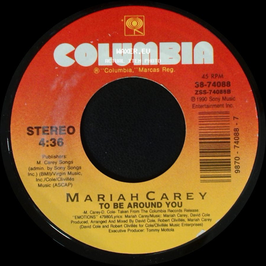 Mariah Carey - Can't Let Go (Edit) / To Be Around You side B