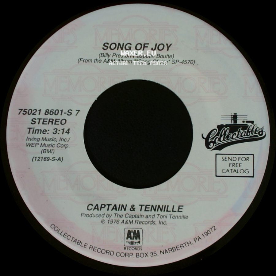 Captain & Tennille - Song Of Joy / Wedding Song (There Is Love) side A
