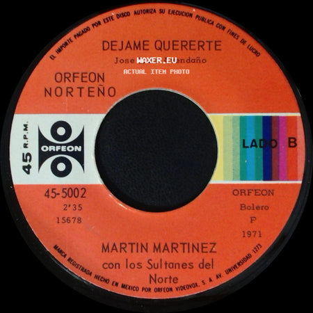 Martin Martinez Con Los Sultanes Del Norte - Te Regalo Mis Sueños / Dejame Quererte side B