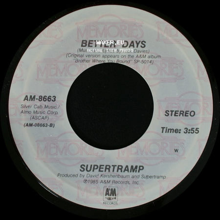 Supertramp - Cannonball / Better Days side B