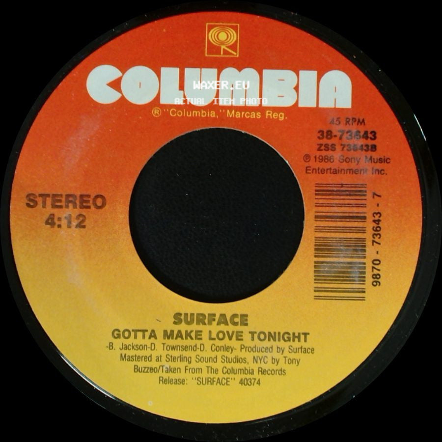 Surface - Gotta Make Love Tonight / Never Gonna Let You Down side A