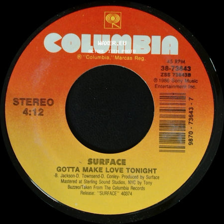 Surface - Gotta Make Love Tonight / Never Gonna Let You Down side A