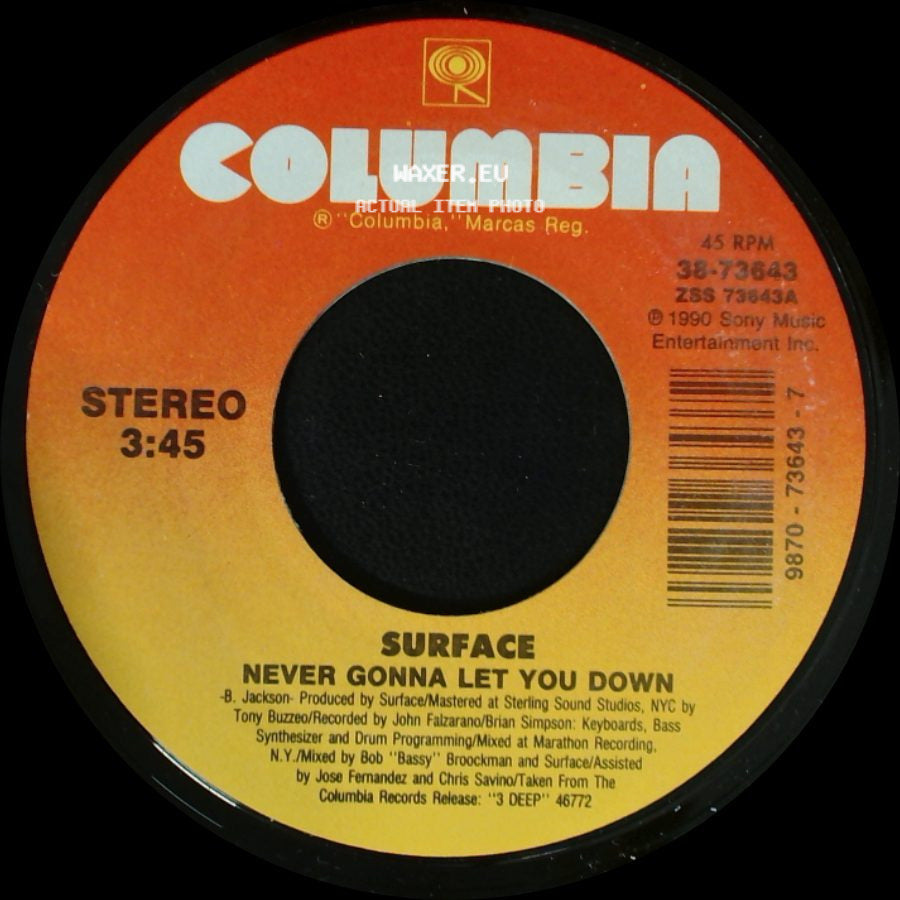 Surface - Gotta Make Love Tonight / Never Gonna Let You Down side B