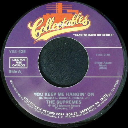 The Supremes - You Keep Me Hangin' On / Love Is Here And Now You're Gone side A