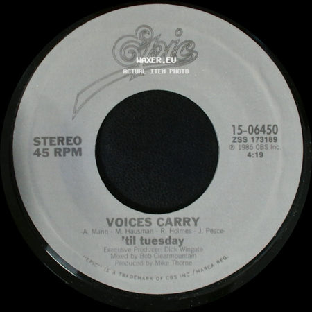 'til Tuesday - Voices Carry / Love In A Vacuum side A