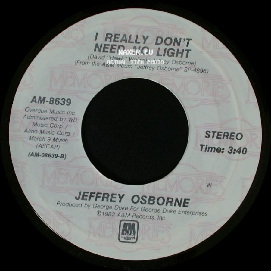 Jeffrey Osborne - I Really Don't Need No Light / On The Wings Of Love side A