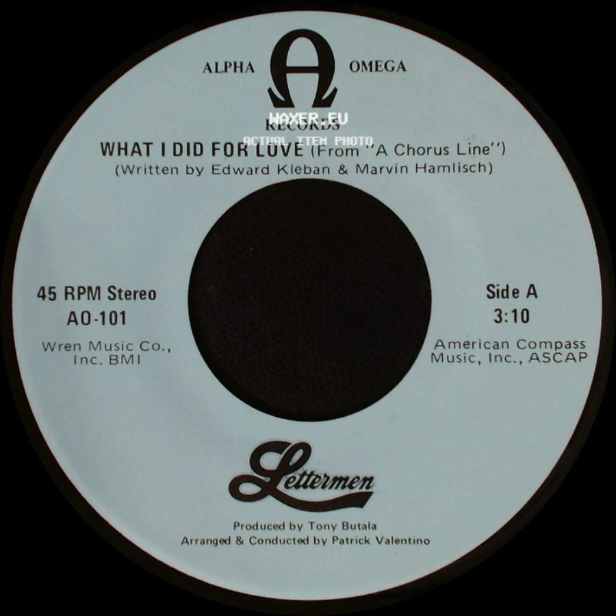Lettermens - What I Did For Love (From "A Chorus Line") / I'll Be Back side A