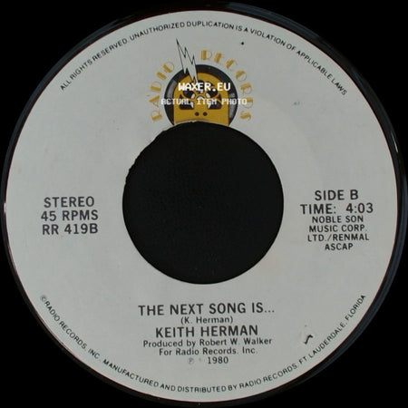 Keith Herman - Body Body (She Knows What To Do) / The Next Song Is... side B