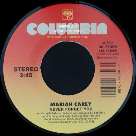 Mariah Carey - Without You / Never Forget You side B