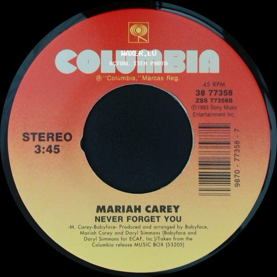 Mariah Carey - Never Forget You / Without You side A