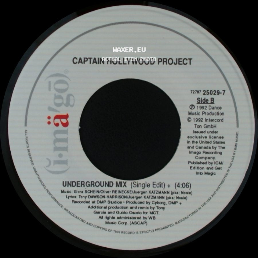 Captain Hollywood Project - More And More (Single Edit) / Underground Mix (Single Edit) side B