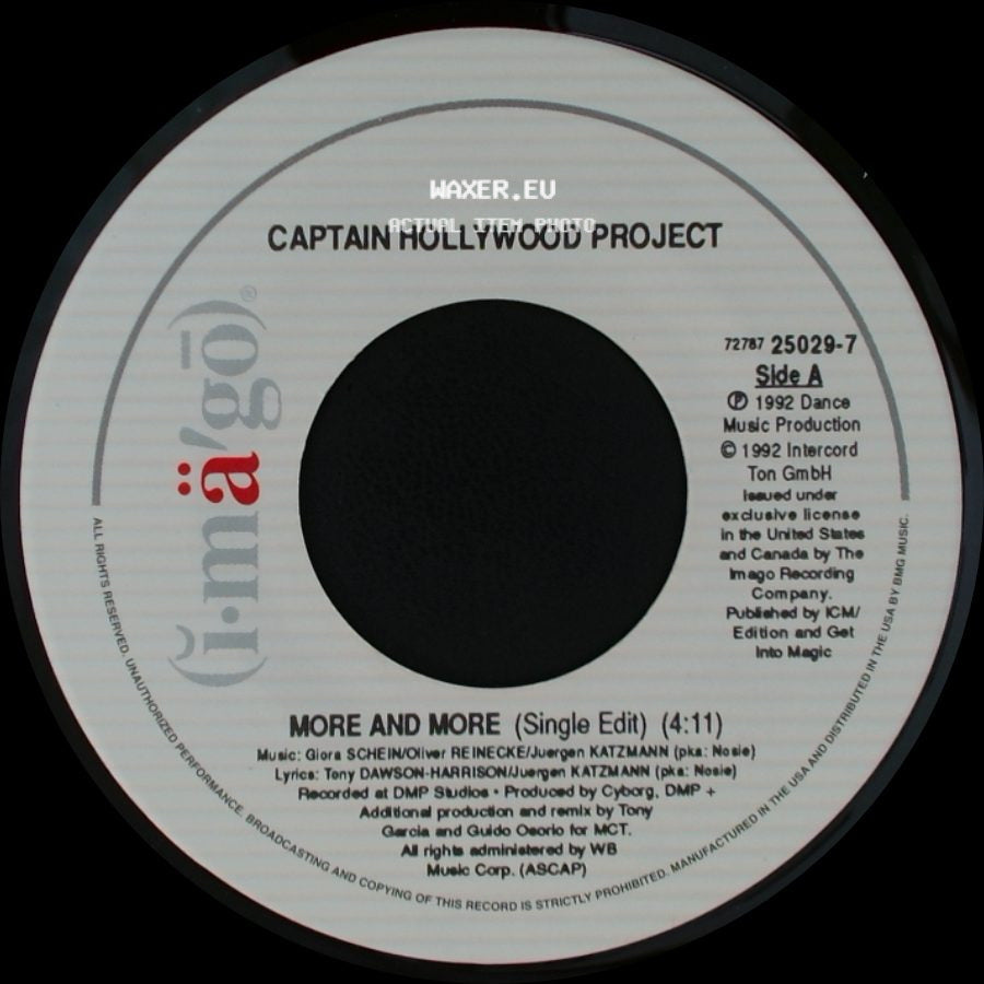 Captain Hollywood Project - More And More (Single Edit) / Underground Mix (Single Edit) side A