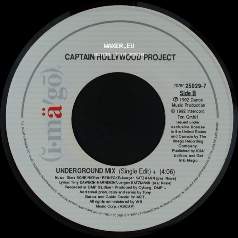 Captain Hollywood Project - More And More (Single Edit) / Underground Mix (Single Edit) side B