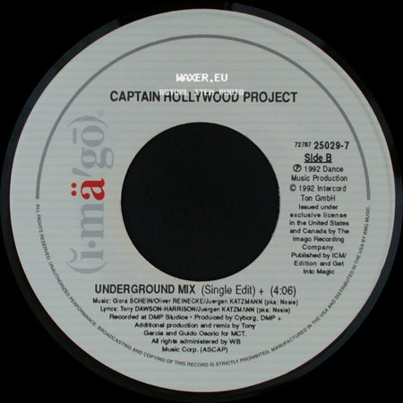 Captain Hollywood Project - More And More (Single Edit) / Underground Mix (Single Edit) side B