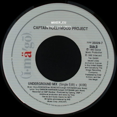 Captain Hollywood Project - More And More (Single Edit) / Underground Mix (Single Edit) side B