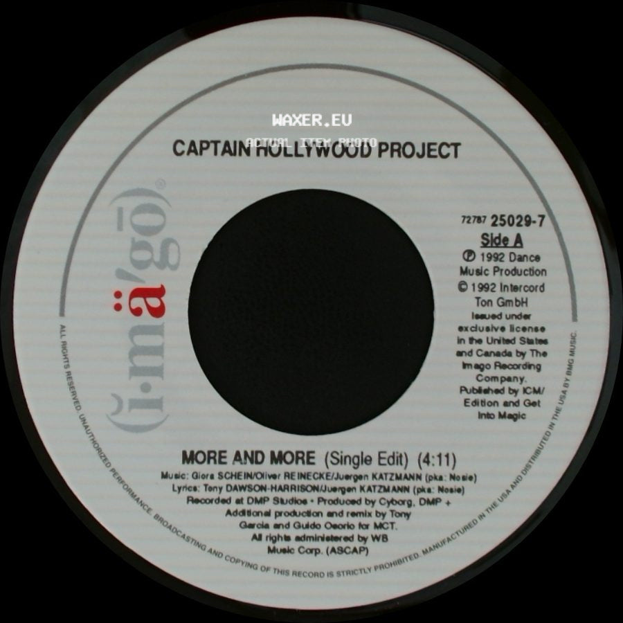 Captain Hollywood Project - More And More (Single Edit) / Underground Mix (Single Edit) side A