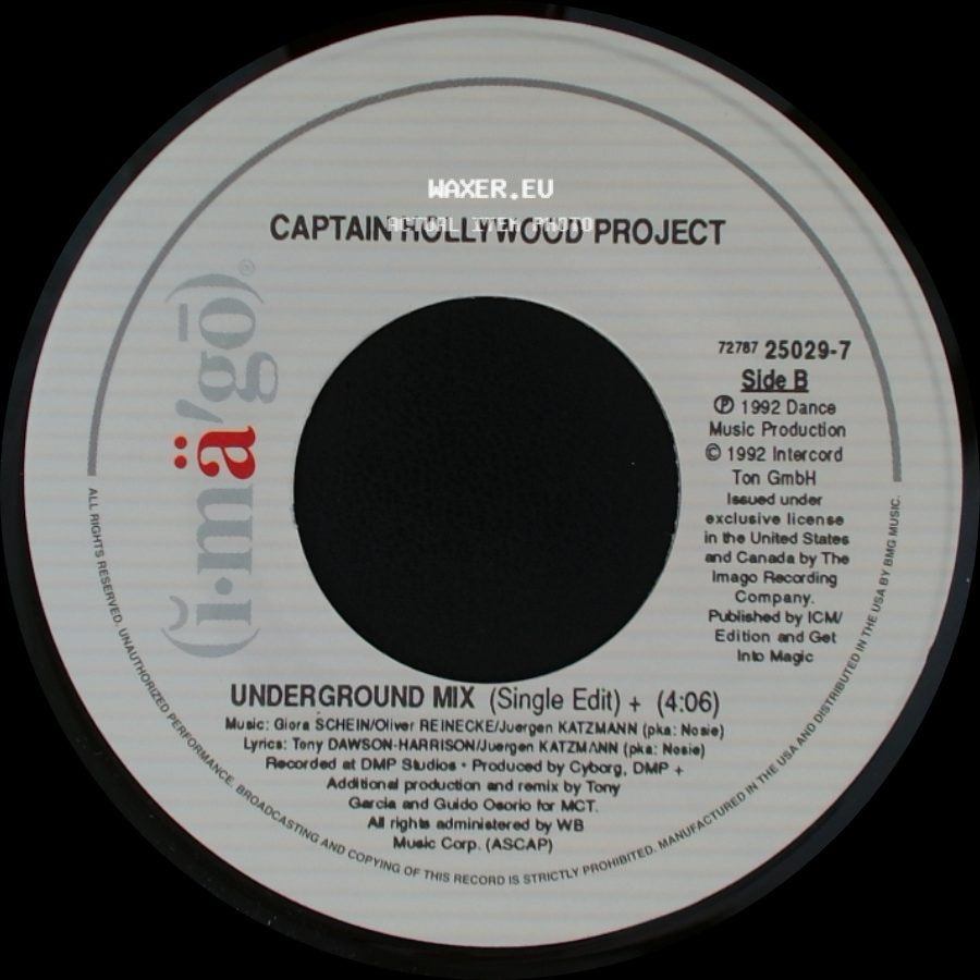 Captain Hollywood Project - More And More (Single Edit) / Underground Mix (Single Edit) side B