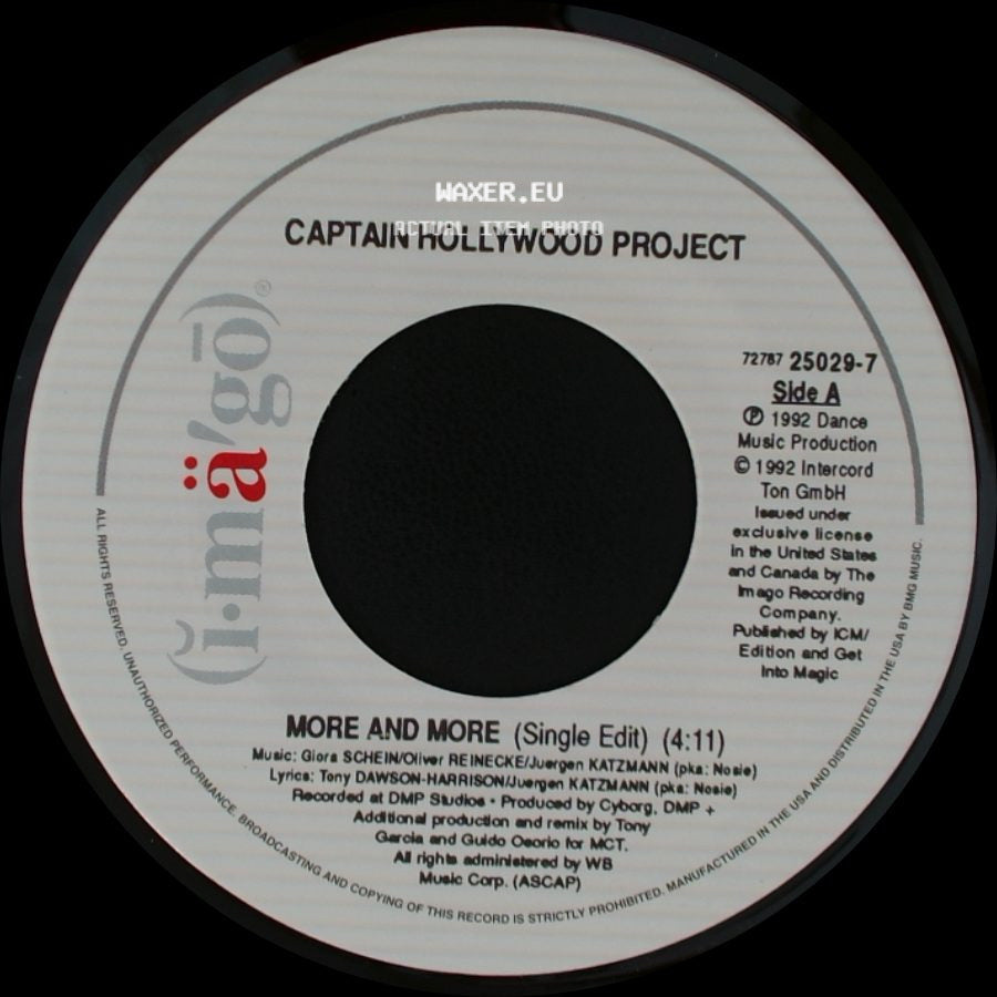Captain Hollywood Project - More And More (Single Edit) / Underground Mix (Single Edit) side A
