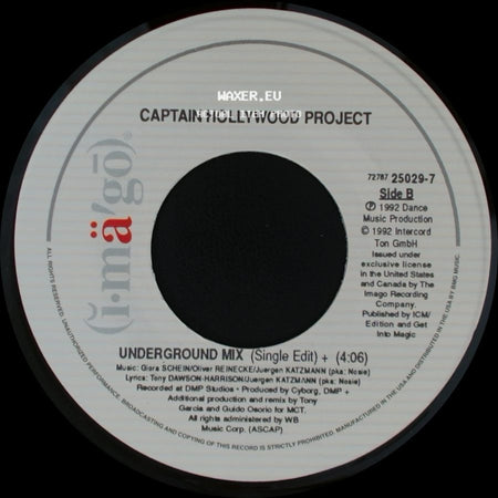 Captain Hollywood Project - More And More (Single Edit) / Underground Mix (Single Edit) side B