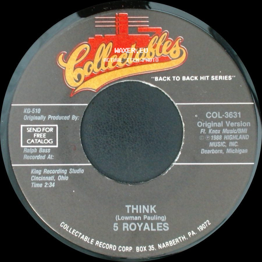 5 Royales - Think / Dedicated To The One I Love side A