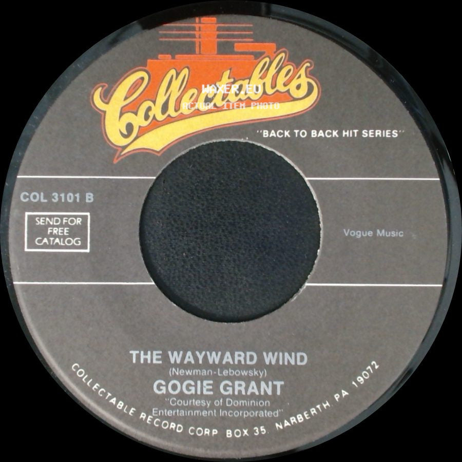 Toni Fisher / Gogie Grant - The Big Hurt / The Wayward Wind side B