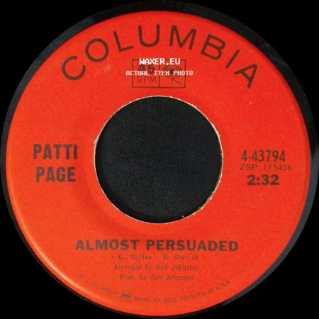 Patti Page - It's The World Outside / Almost Persuaded side B