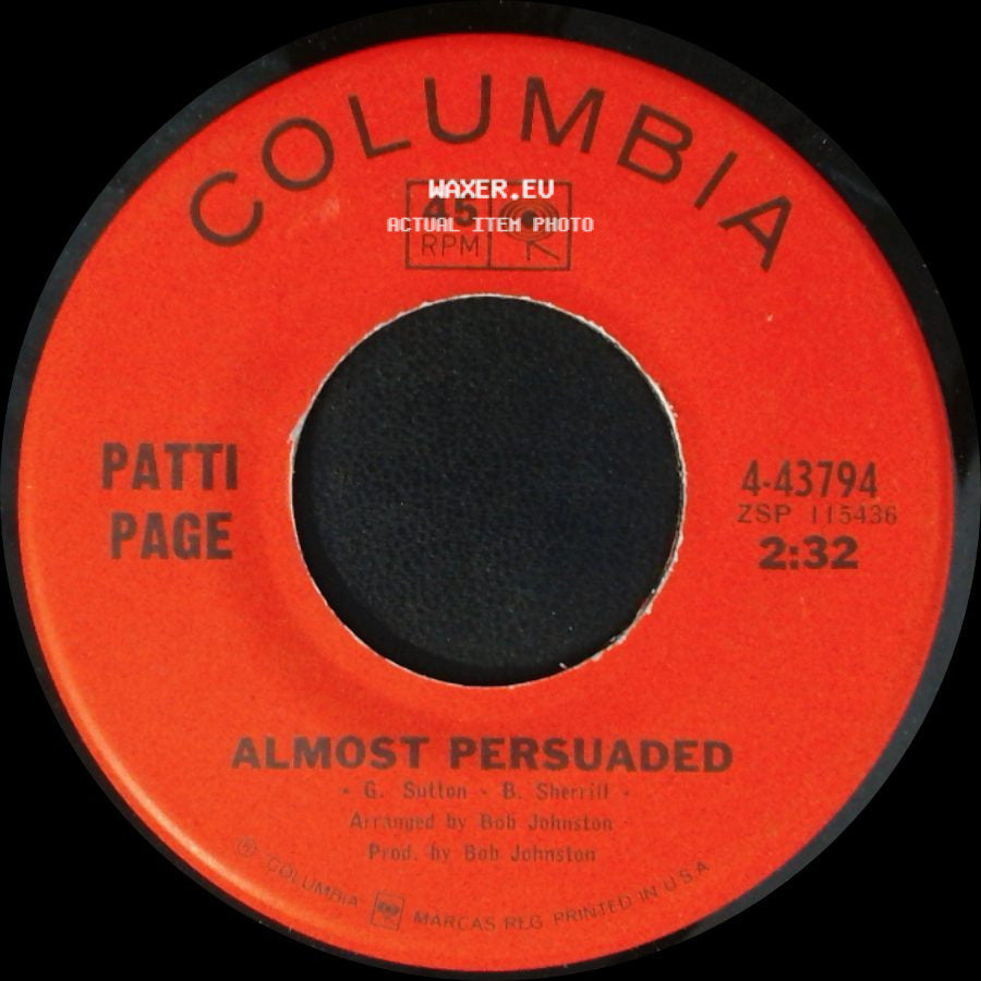 Patti Page - It's The World Outside / Almost Persuaded side B