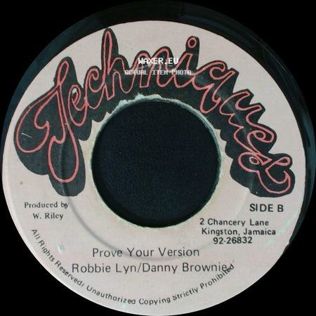 Thriller U / Robbie Lyn/Danny Brownie - I'll Prove It To You (Adapted) / Prove Your Version side B