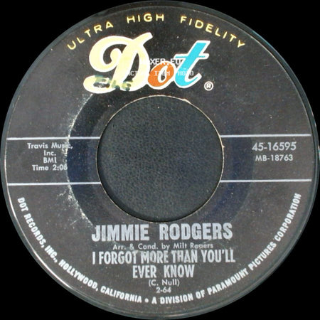 Jimmie Rodgers - I Forgot More Than You'll Ever Know / The World I Used To Know side A