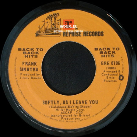 Frank Sinatra - The September Of My Years / Softly, As I Leave You side B