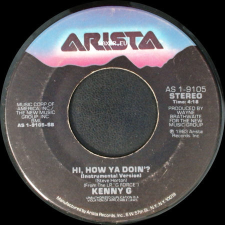 Kenny G - Hi, How Ya Doin'? (Instrumental Version) / Hi, How Ya Doin'? side A