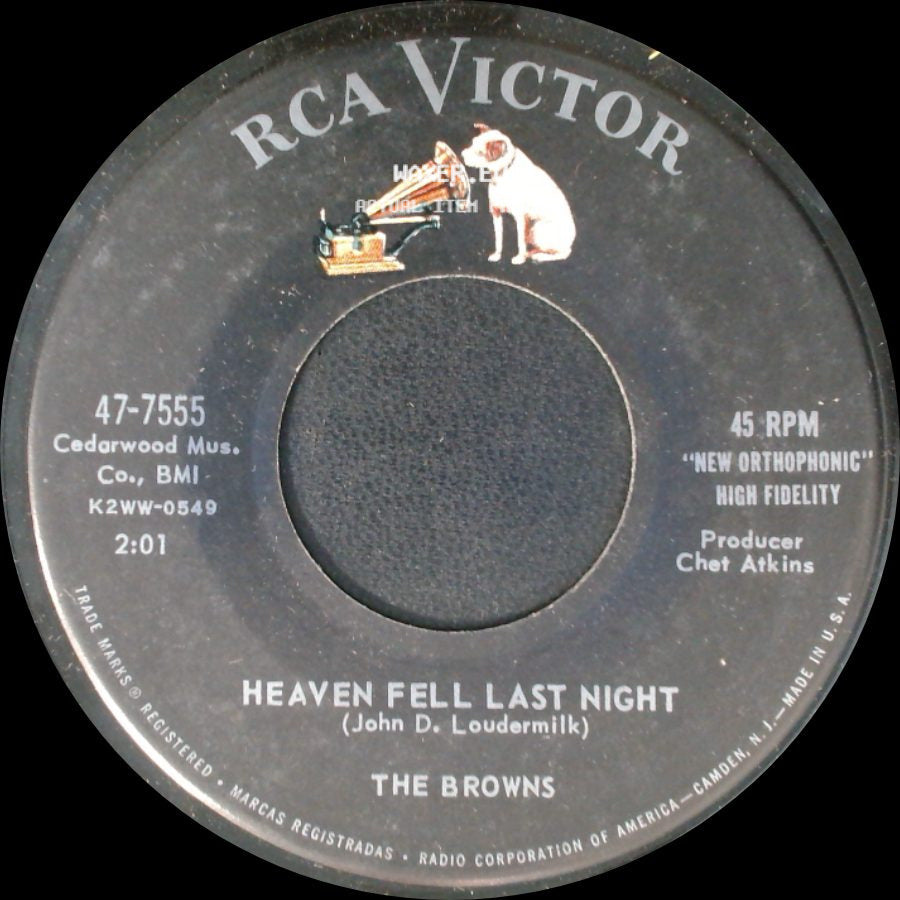 The Browns - Heaven Fell Last Night / The Three Bells side A
