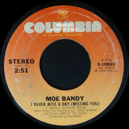 Moe Bandy - I Never Miss A Day (Missing You) / Two Lonely People side A