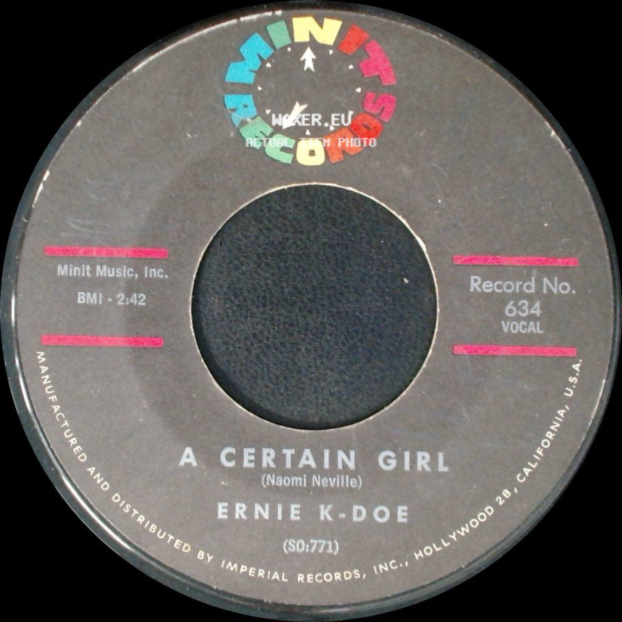 Ernie K-Doe - I Cried My Last Tear / A Certain Girl side B