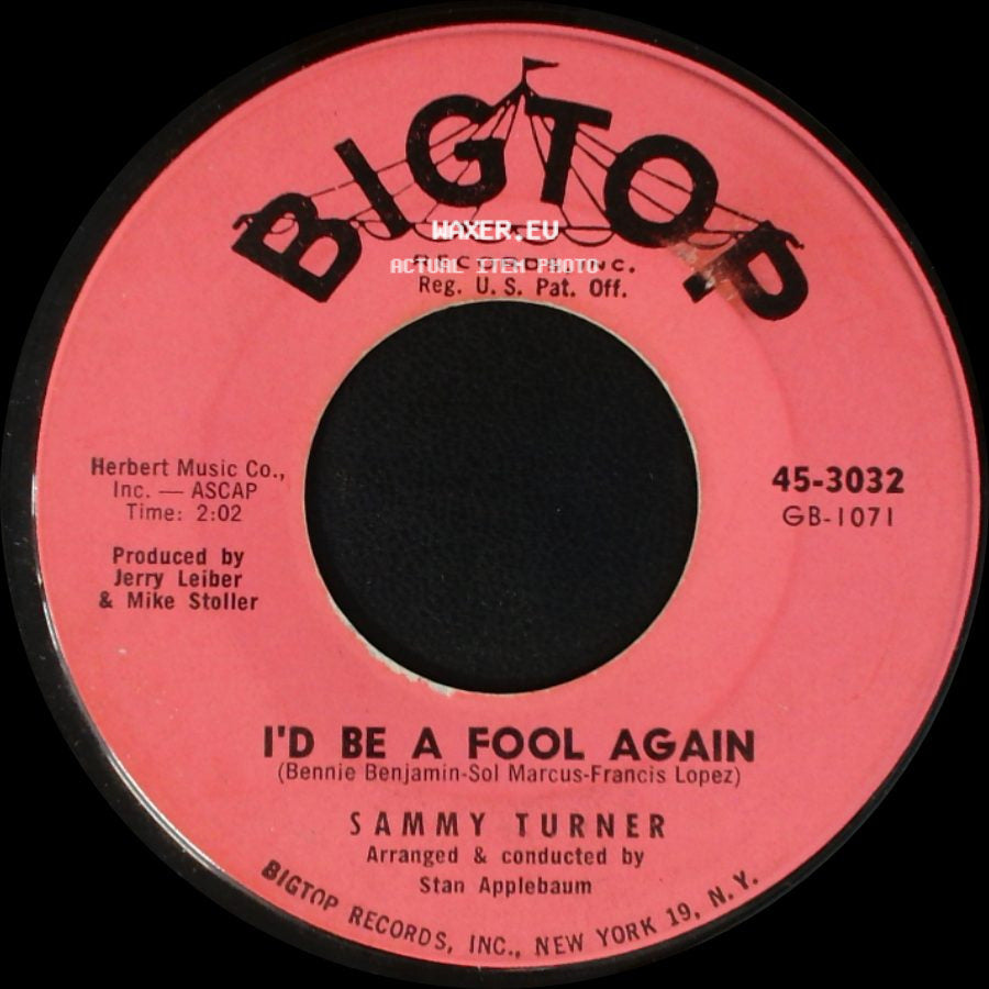 Sammy Turner - I'd Be A Fool Again / Paradise side A