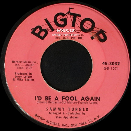 Sammy Turner - I'd Be A Fool Again / Paradise side A