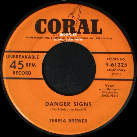 Teresa Brewer - Au Revoir / Danger Signs side B