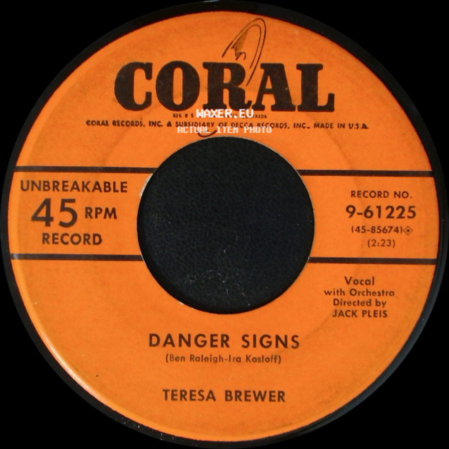 Teresa Brewer - Au Revoir / Danger Signs side B