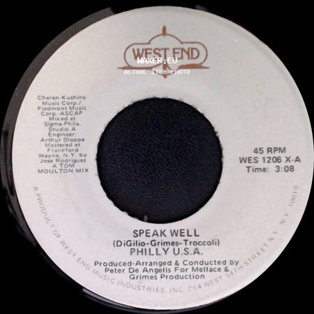 Philly U.S.A. - Speak Well / Instrumentally Speaking side A