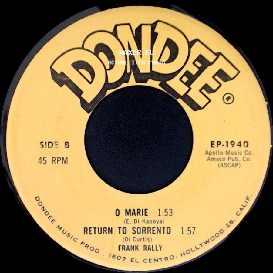 Frank Rally - Misirlou / Never On Sunday / O Marie / Return To Sorrento side B
