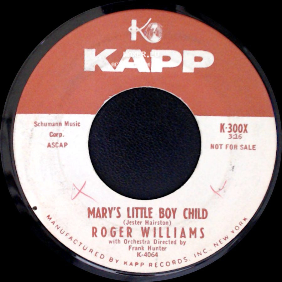 Roger Williams - Winter Wonderland / Mary's Little Boy Child side B