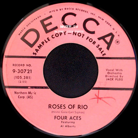 Four Aces Featuring Al Alberts - Roses Of Rio / Hangin' Up A Horseshoe side A
