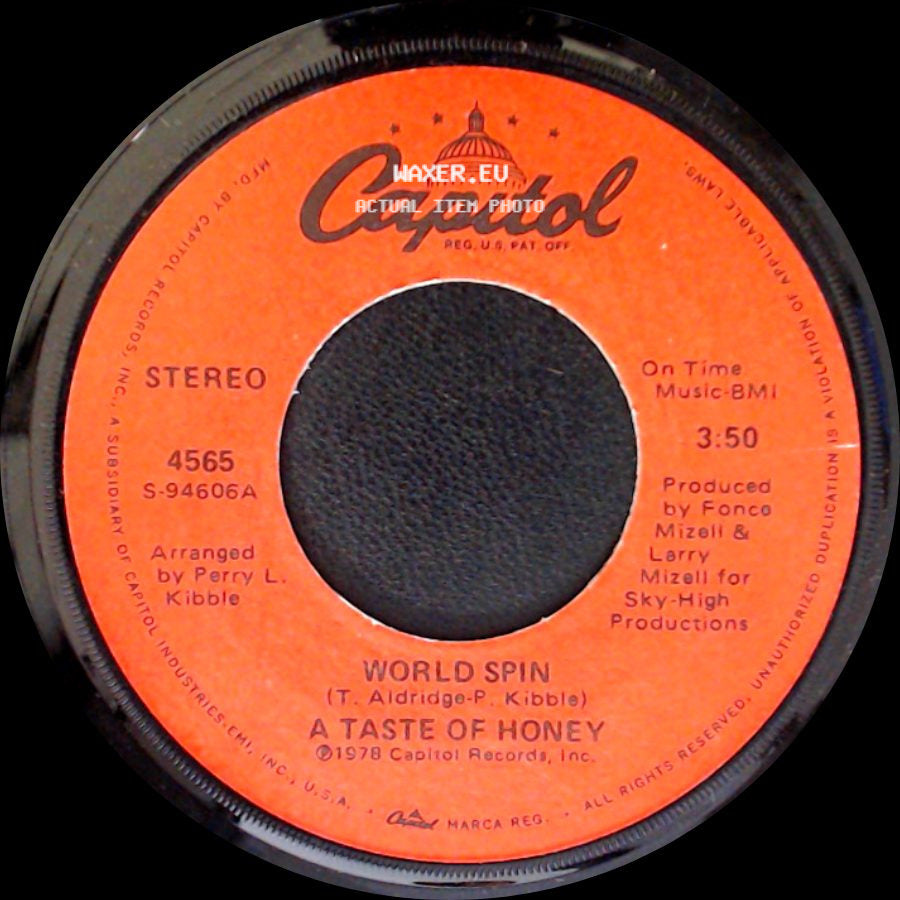 A Taste Of Honey - Boogie Oogie Oogie / World Spin side B