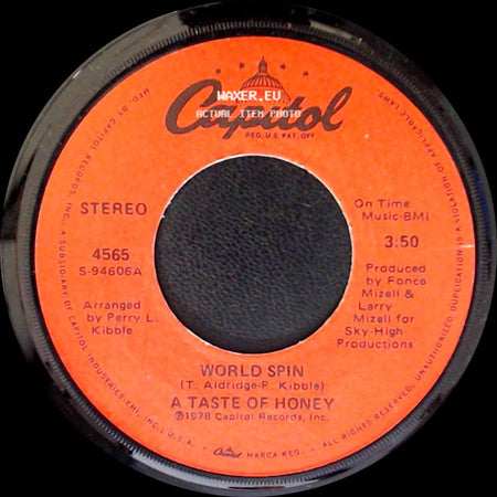 A Taste Of Honey - Boogie Oogie Oogie / World Spin side B