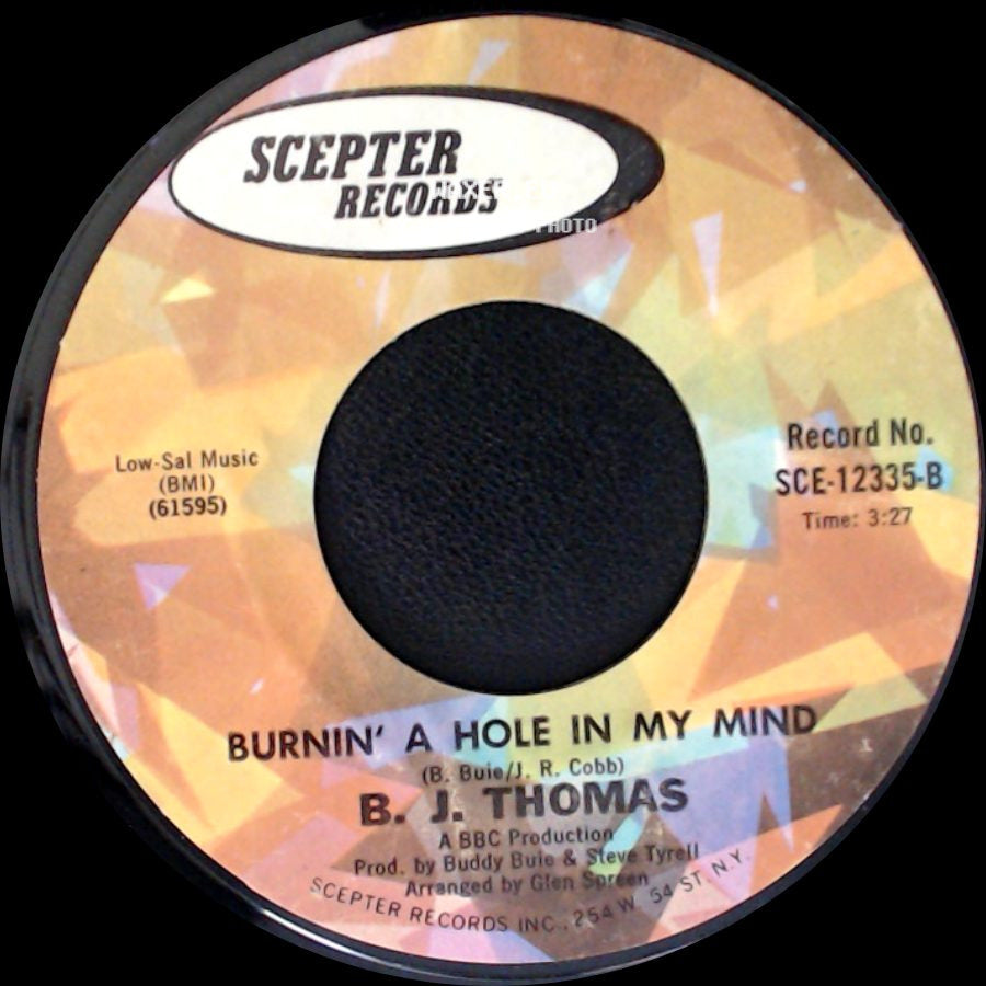 B. J. Thomas - Long Ago Tomorrow / Burnin' A Hole In My Mind side B
