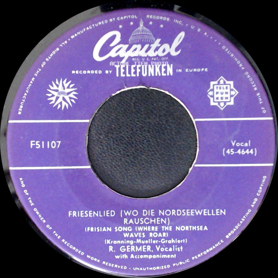 R. Germer - Schleswig-Holstein, Meerumschlungen, Lied / Friesenlied (Wo Die Nordseewellen Rauschen) side B